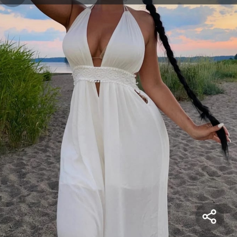 White wide leg jumpsuit